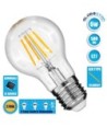 GLOBOSTAR® GLOBE 99243 Λάμπα E27 A60 LED 6W 580lm 360° AC 220-240V IP20 Θερμό Λευκό 2700K 3 Step Dimmable - Filament Chip - Διάφανο - Μ6 x Π6 x Υ11cm - 3 Χρόνια Εγγύηση